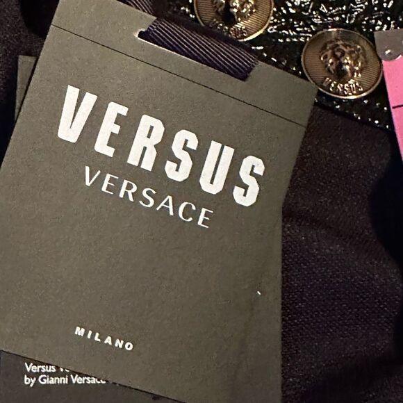 Brand New Versus Versace Black crop Top with Classic gold lion buttons - Picture 6 of 10